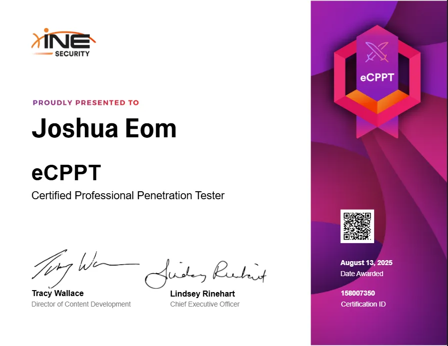 Certified Professional Penetration Tester (eCPPT) certificate