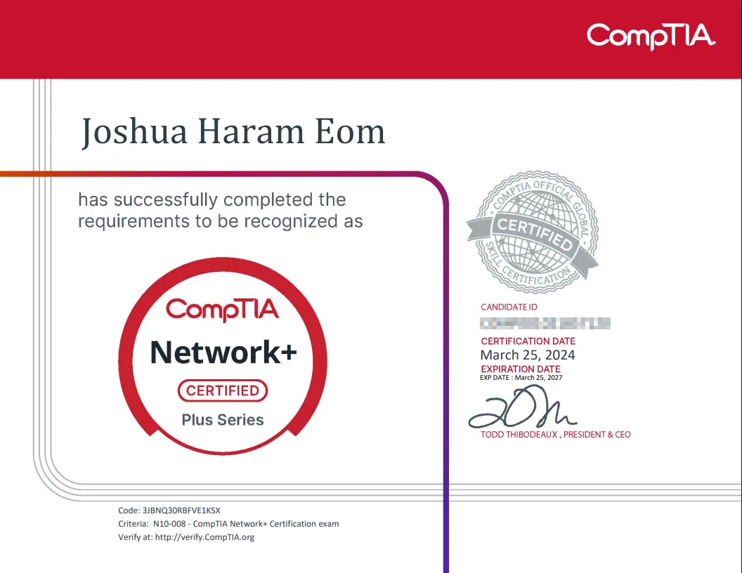 CompTIA Network+ certificate